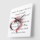 Metaal hart met Shakespeare sonnet 18 Vierkante Klok (Hoek)