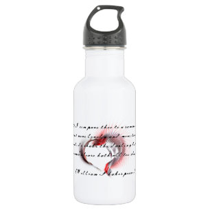 Metaal hart met Shakespeare sonnet 18 Waterfles