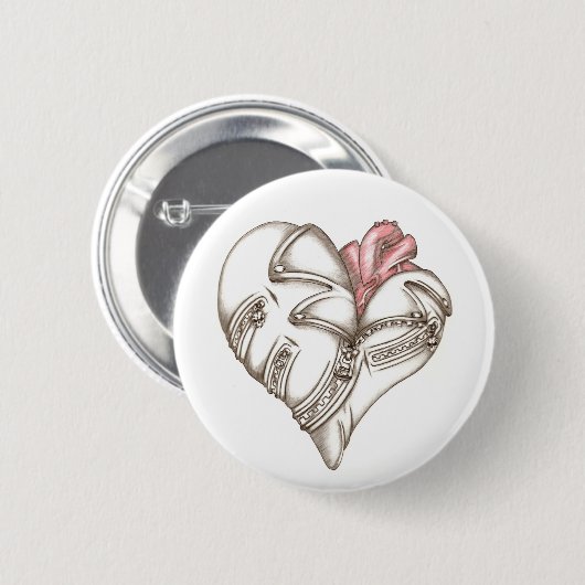 Metaal hart ronde button 5,7 cm (Voorkant /achterkant)