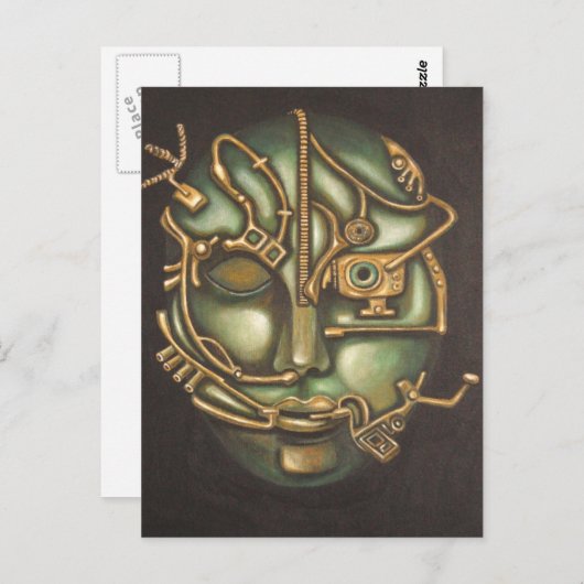 Metaal hoofd briefkaart (Voorkant / Achterkant)