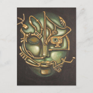 Metaal hoofd briefkaart