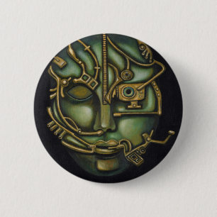 Metaal hoofd ronde button 5,7 cm