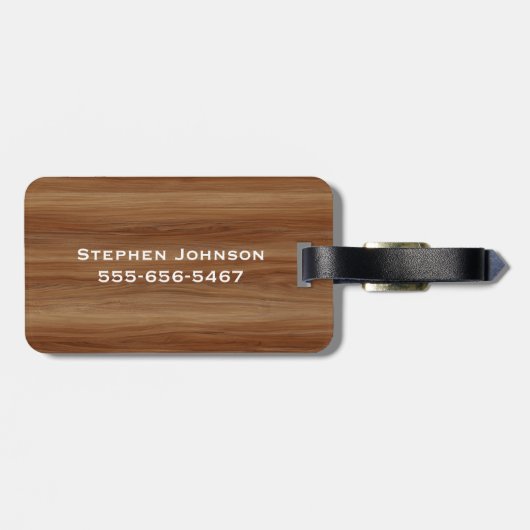 Metaal hout Kijk Modern Aangepast Monogram Bagagelabel (Achterkant horizontaal)