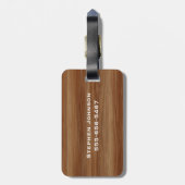 Metaal Hout Uitzicht Modern Persoonlijk Monogram Bagagelabel (Achterkant verticaal)