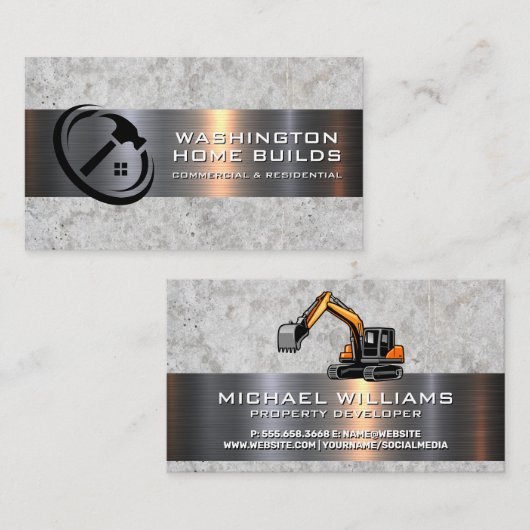 metaal | Hulpmiddelen | Bouwvoertuig Visitekaartje (Voorkant / Achterkant)