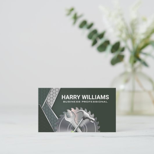 Metaal | Industriële Zaag Hamer | Industriële Visitekaartje (Staand voorkant)