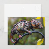 Metaal kameleon zittend op tak briefkaart (Voorkant / Achterkant)