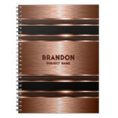 Metaal Koper Bruin Industriële Textuur Monogram Notitieboek (Voorkant)