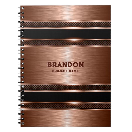 Metaal Koper Bruin Industriële Textuur Monogram Notitieboek (Voorkant)