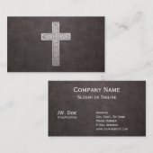 Metaal kruis op donker leder visitekaartje (Voorkant / Achterkant)