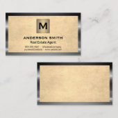 Metaal Lijst | Textuur achtergrond | Monogram Visitekaartje (Voorkant / Achterkant)