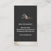 Metaal logo onroerend goed | zakenman aan de telef visitekaartje (Achterkant)