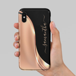 Metaal Look 3-D Roze goud Golf Naam Case-Mate iPhone Case