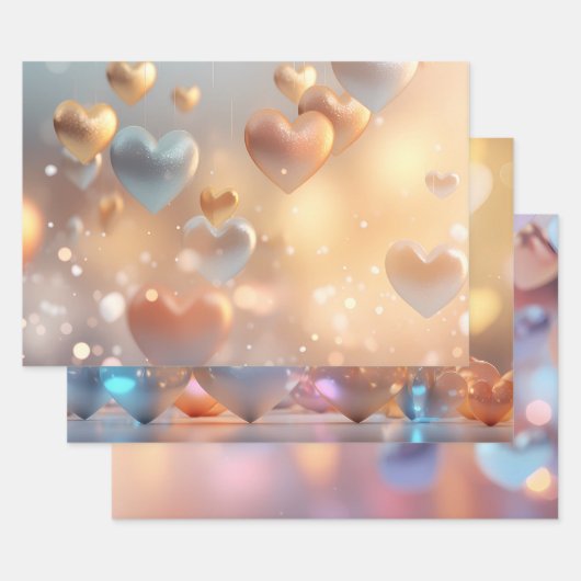 "Metaal" Look Goud, Zilver & Roze Goud Inpakpapier Vel (Set)