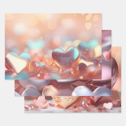 "Metaal" Look Goud, Zilver & Roze Goud Inpakpapier Vel (Set)