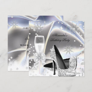 Metaal look Zilver Champagne Hoge Hakken Verjaarda Kaart