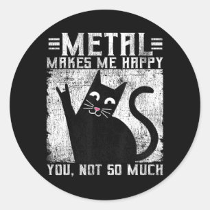 Metaal Maakt Gelukkige Kat Retro Vintage Grappig Z Ronde Sticker