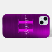 Metaal Magenta Paarse Handtekening Monogram Case-Mate iPhone Case (Achterkant (horizontaal))