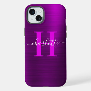 Metaal Magenta Paarse Handtekening Monogram iPhone 15 Plus Case