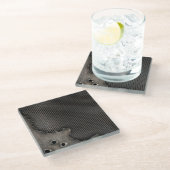 Metaal met kogelgaten achtergrond glazen onderzetter (Schuin)