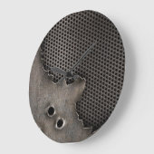 Metaal met kogelgaten achtergrond grote klok (Hoek)