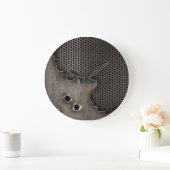 Metaal met kogelgaten achtergrond grote klok (Huis)