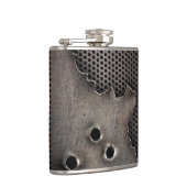 Metaal met kogelgaten achtergrond heupfles (Rechts)