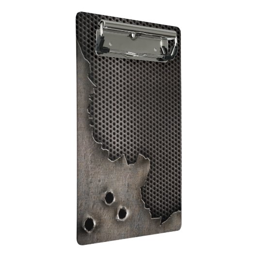 Metaal met kogelgaten achtergrond mini klembord (Schuin)