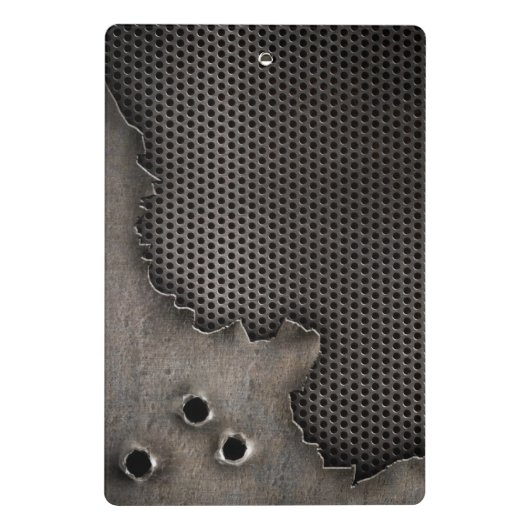 Metaal met kogelgaten achtergrond mini klembord (Achterkant)