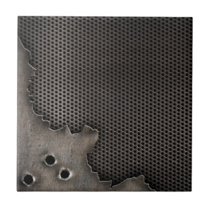 Metaal met kogelgaten achtergrond tegeltje