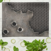 Metaal met kogelgaten achtergrond theedoek (Gevouwen)