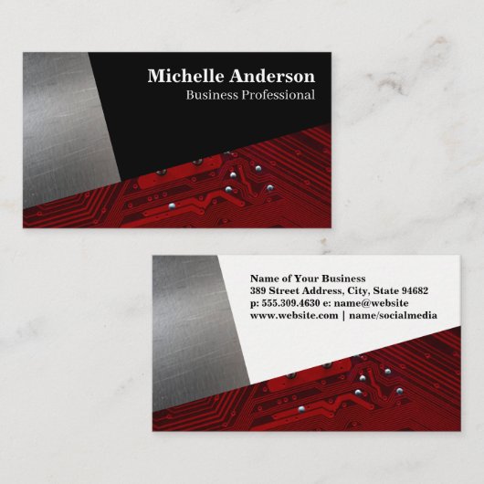 metaal | Moederbord | Geometrisch Visitekaartje (Voorkant / Achterkant)