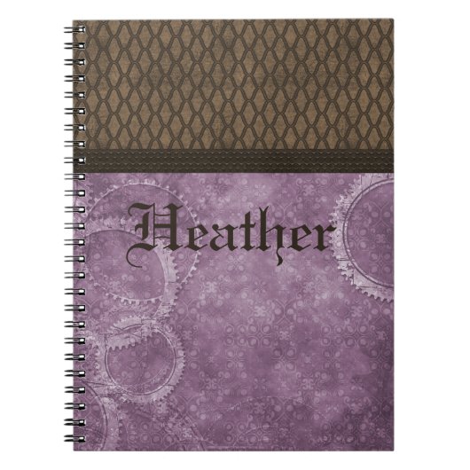 Metaal Notitieboek Steampunk, Paars (Voorkant)