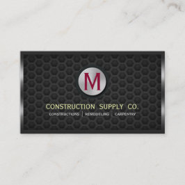 Metaal omhuld monogram donker metalen raster visitekaartje