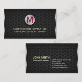 Metaal omhuld monogram donker metalen raster visitekaartje (Voorkant / Achterkant)