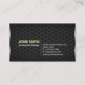 Metaal omhuld monogram donker metalen raster visitekaartje (Achterkant)