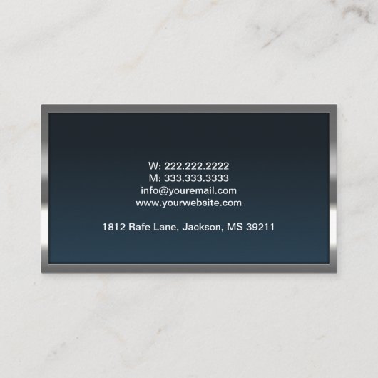 Metaal-omhulde marineblauw geregistreerde psycholo informatiekaartje (Achterkant)