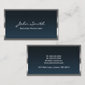 Metaal-omhulde marineblauw geregistreerde psycholo informatiekaartje (Voorkant / Achterkant)