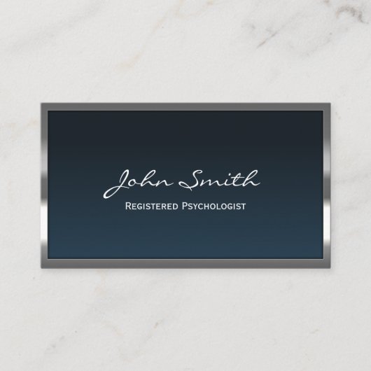 Metaal-omhulde marineblauw geregistreerde psycholo informatiekaartje (Voorkant)