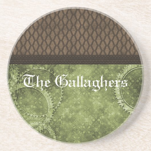 Metaal Onderzetter Steampunk, groen (Voorkant)