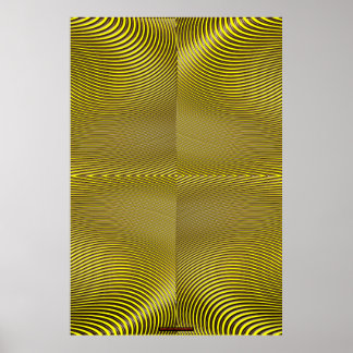 Metaal op gele optische illusieduurkunst poster