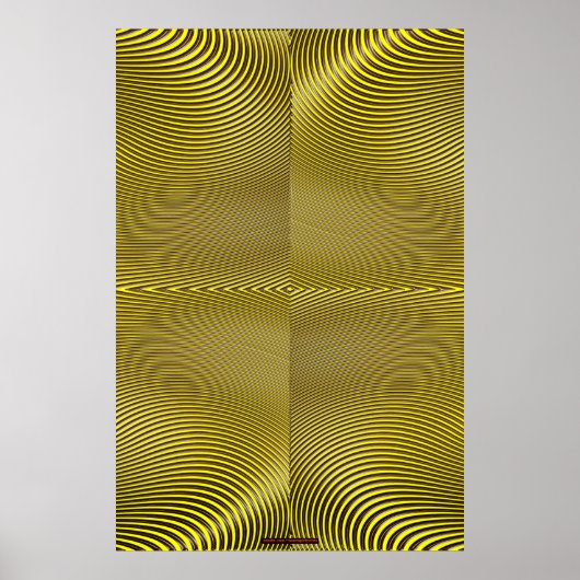 Metaal op gele optische illusieduurkunst poster (Voorkant)