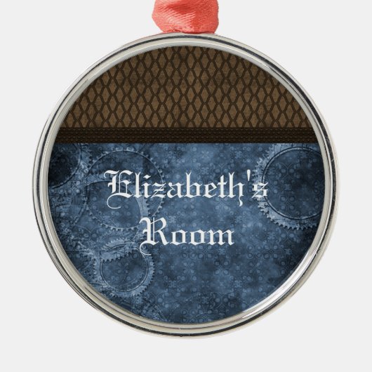 Metaal Ornament Steampunk, blauw (Voorkant)