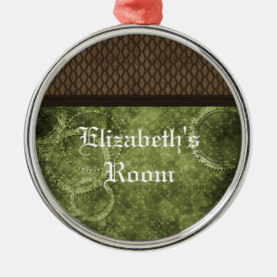Metaal Ornament Steampunk, groen