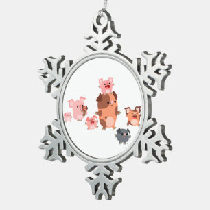 Metaal Ornament van de Cartoon-varkensfamilie