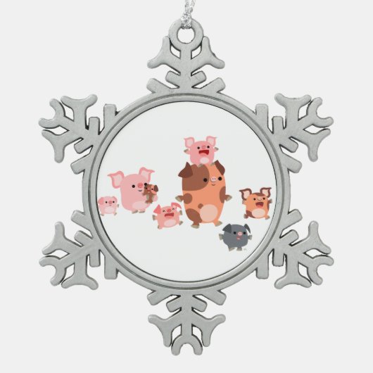 Metaal Ornament van de Cartoon-varkensfamilie (Voorkant)