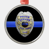 Metaal Ornament van de Thin Blue Line Police Badge (Voorkant)