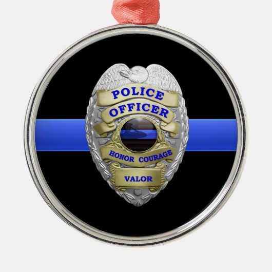 Metaal Ornament van de Thin Blue Line Police Badge (Voorkant)