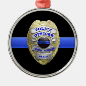 Metaal Ornament van de Thin Blue Line Police Badge (Voorkant)