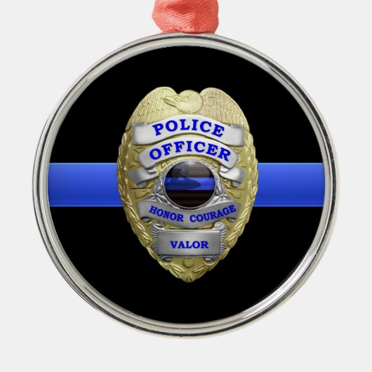 Metaal Ornament van de Thin Blue Line Police Badge (Voorkant)